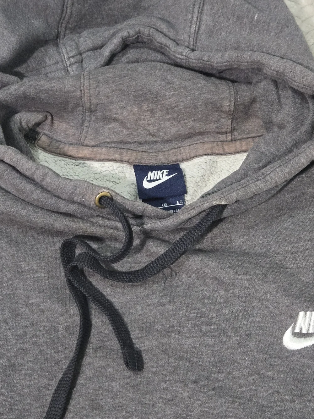 Nike Men's Gray Pullover Hoodie XL Solid Fleece Cotton Blend Logo Pockets *Read